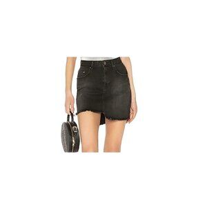 One X One Teaspoon Hi-Lo Black Denim Skirt, Raw Hem, 22, XXS, 0, NWT
